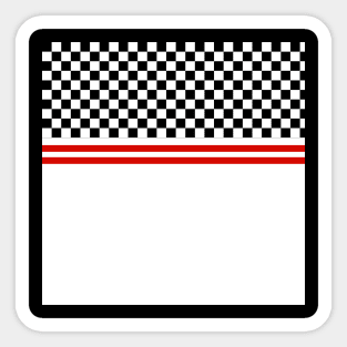 Black and White Racer Stripe Checkerboard Sticker